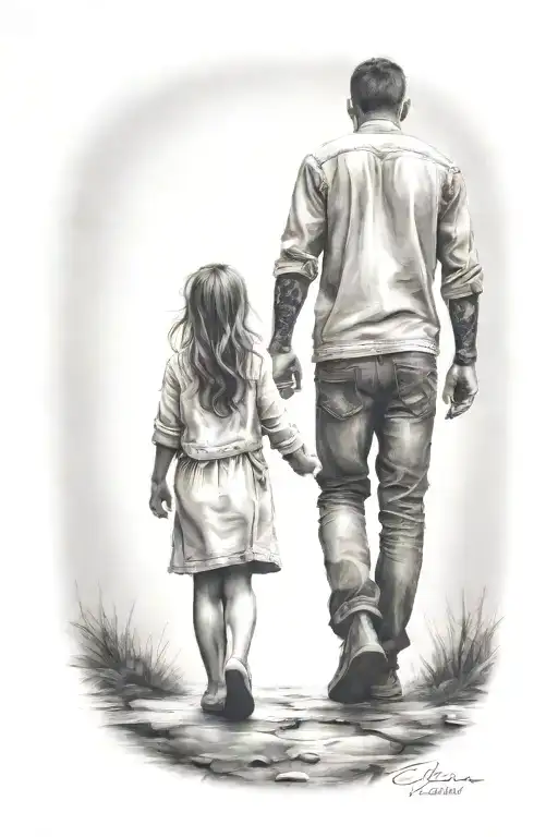 A Girl And 2 Smell Brothers Walking Away Hand In Hand