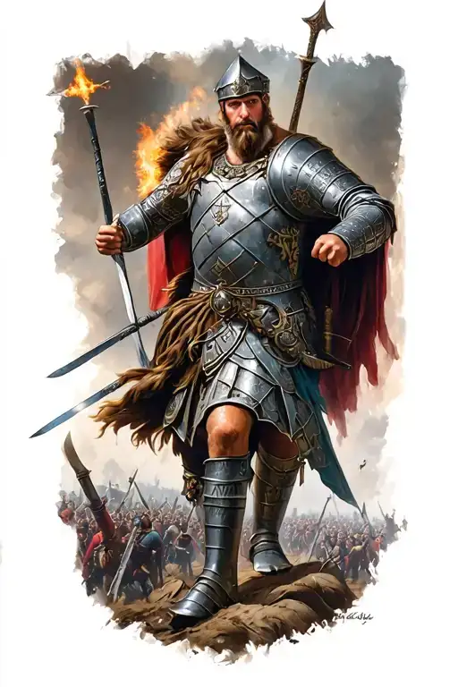 Germanic Warrior In Battle Scene