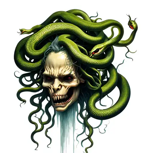 Medusa Head With Scary Snakes Coming