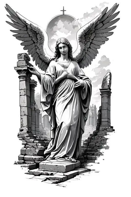 Cathedral Ruins With Angel