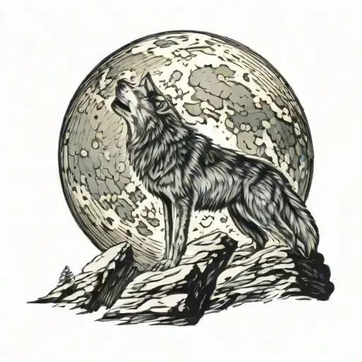 Lone Wolf Howling At The Moon