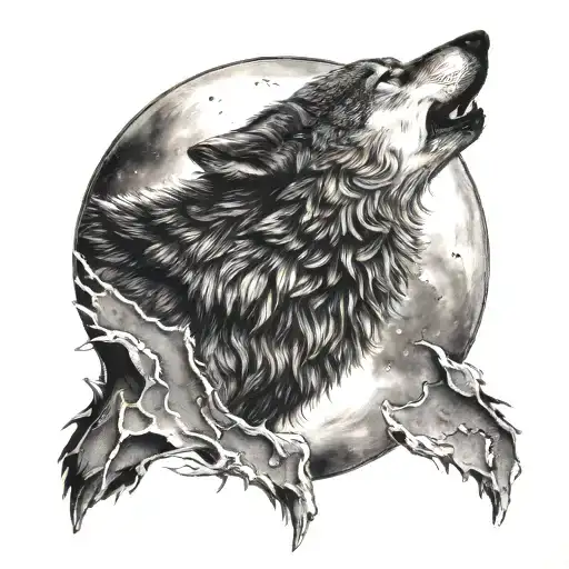 Lone Wolf Howling At The Moon