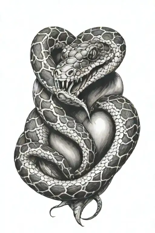 Snakes Biting A Heart