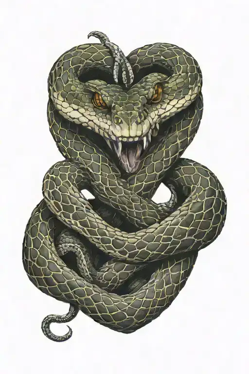 Snakes Biting A Heart