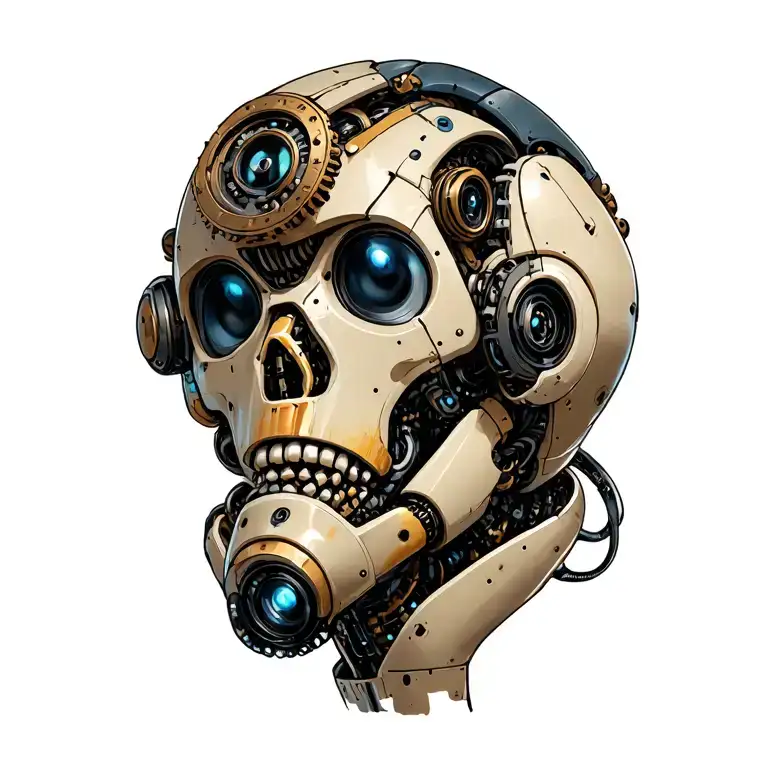 Robotics Under Skin With Steam Punk Feel Mixed In