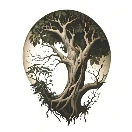 Half Sleeve Morton Bay Fig Tree With Roots