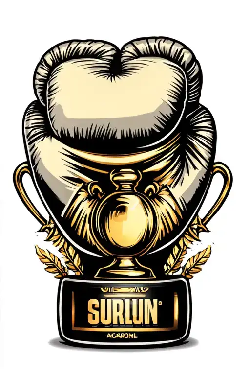 Boxing Glove With Trophy Tattoo Design