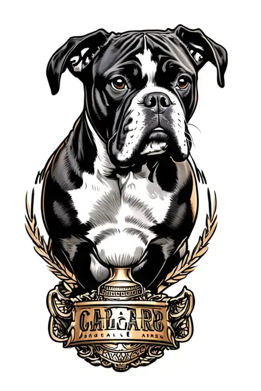 Trophy And Boxer Tattoo Design