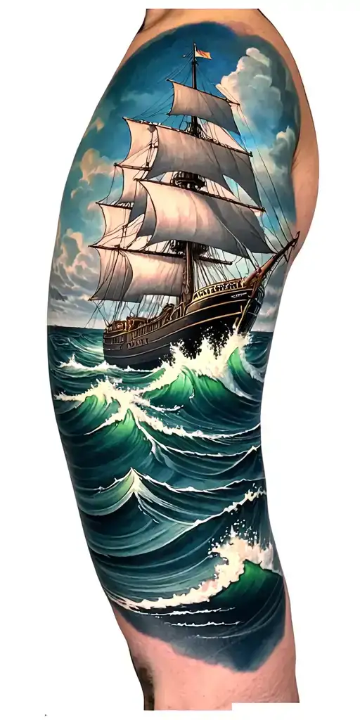 Make The Ship Smaller And Add Poseidon In The Water