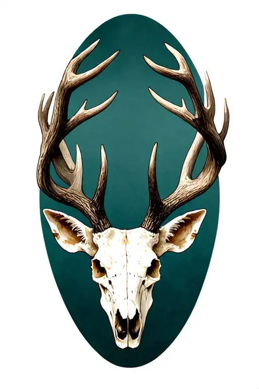 Quartering Deer Skull With Antlers
