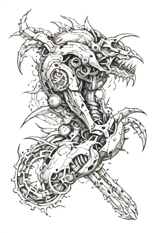 Claw Marks Tearing With Mechanical Parts Underneath