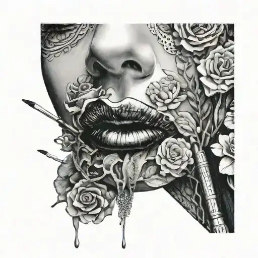 Red Lip Print With Other Things Around It