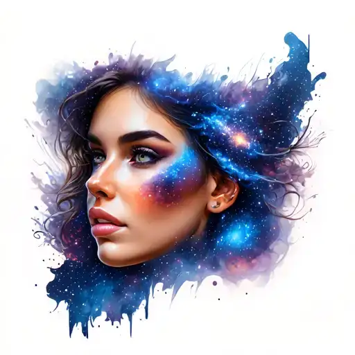 Womans Face With Galaxy Inside