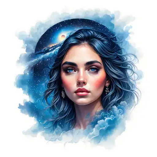 Woman Face With Milky Way Inside