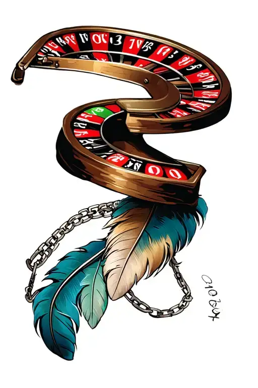 Spiral Roulette Wheel With Feathers And Chains