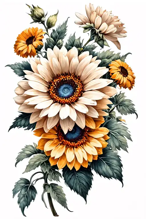 Chrysanthemum Larkspur Marigold Sunflower