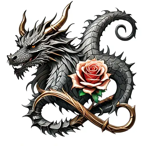 Viking Dragon Infinity Sign A Metal Thorn Rose