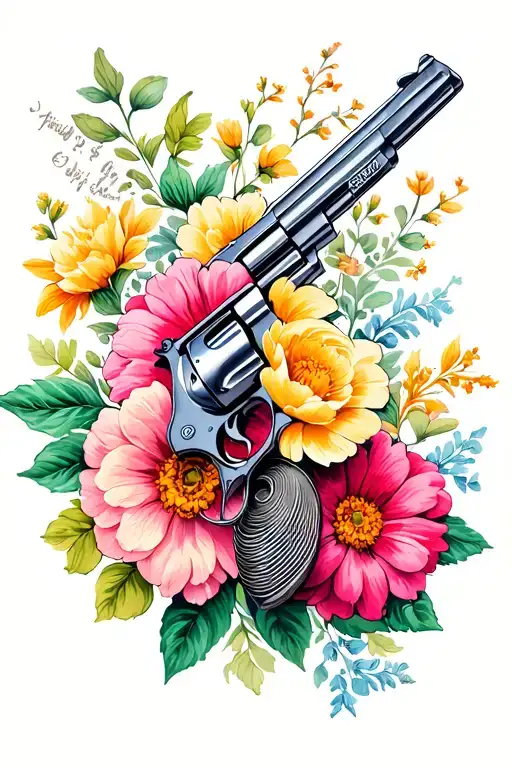 Revolver With Flowers
