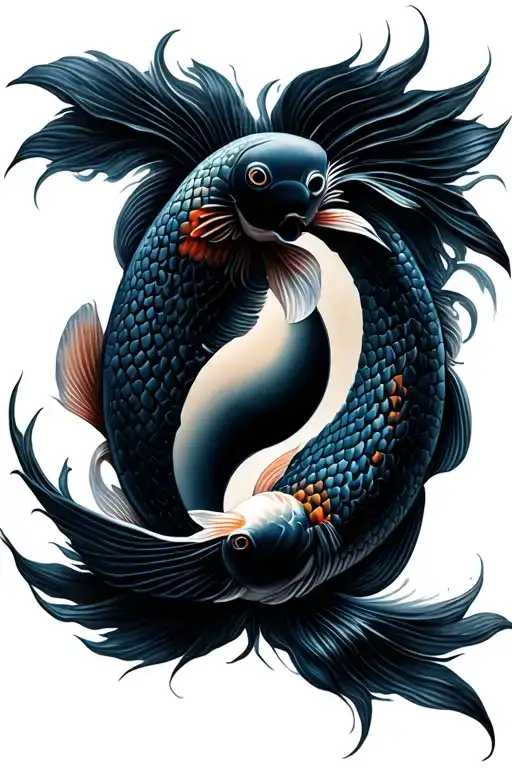 Yin Yang Avatar Koi Fish Swimming