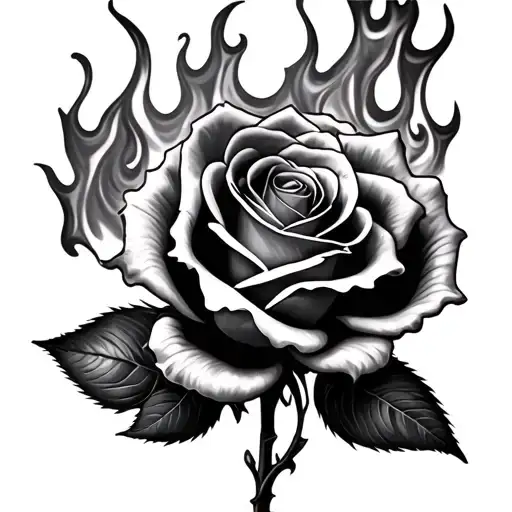 A Tattoo With A Flaming Rose