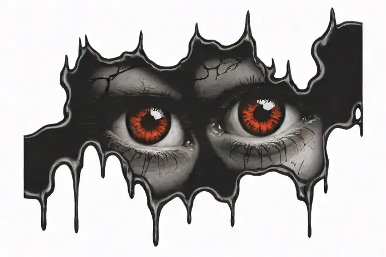 A Pair Of Scary Eyes Crying Blood Dripping