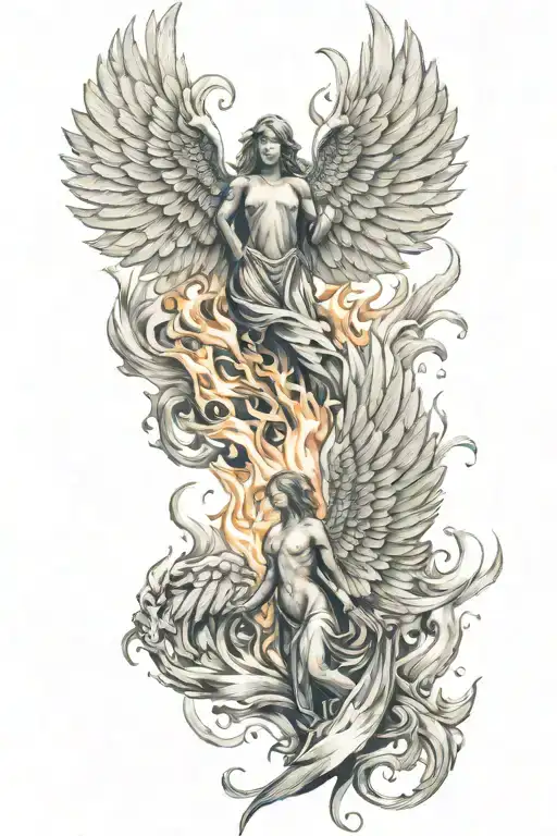 Angel And Flame Like Wings