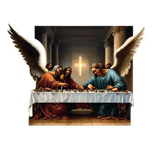Angel Staring Down Demons At The Last Supper