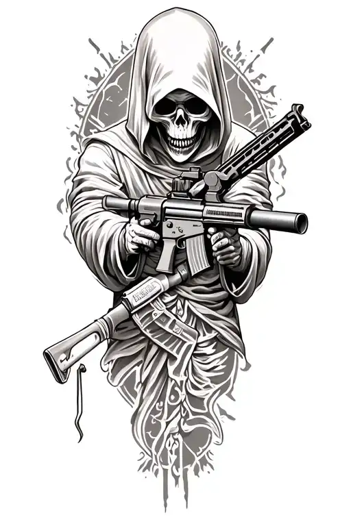 Grim Reaper With Ar15 Gun