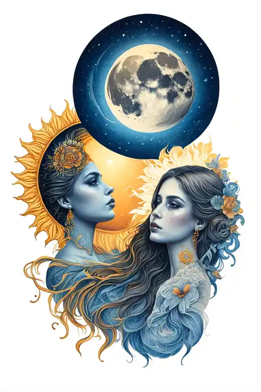 Two Women As The Sun And Moon