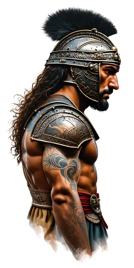 Gladiator Tattoos With A Background Coliseum And Gladiator Battles