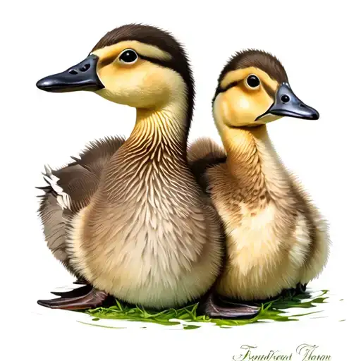 Baby Goose And Baby Duck Sitting