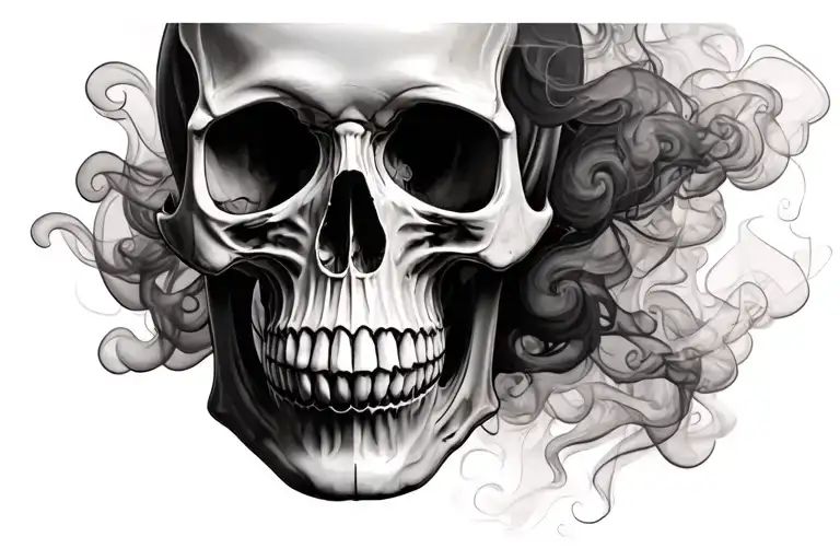 Skull With Symetrical Smoke Either Side