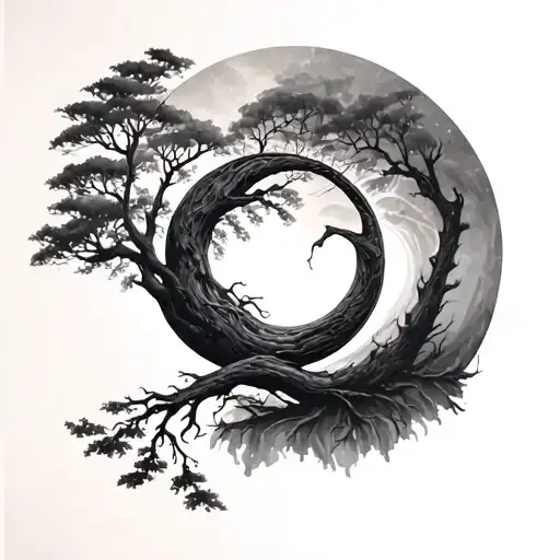Enso Circle With Tree Of Life