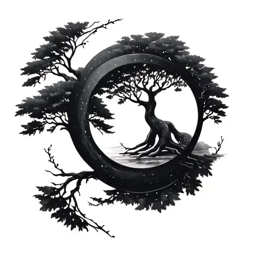Enso Circle With Tree Of Life