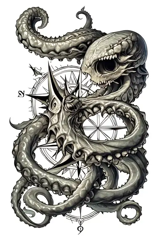 Kraken And Compass Intertwined
