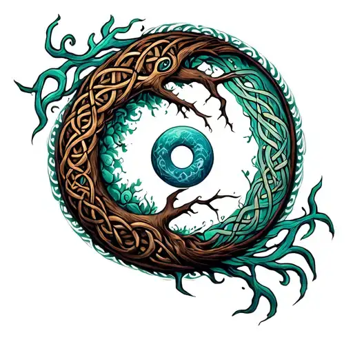 Enso With Tree And Celtic Knots