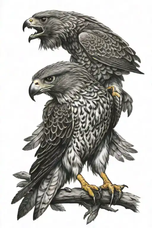 Falcon With Wolf