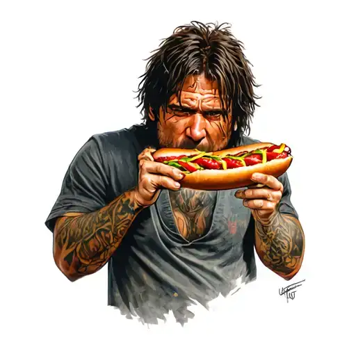Daryl Dixon Eating A Hotdog