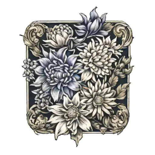 Chrysanthemum And Larkspur Flower