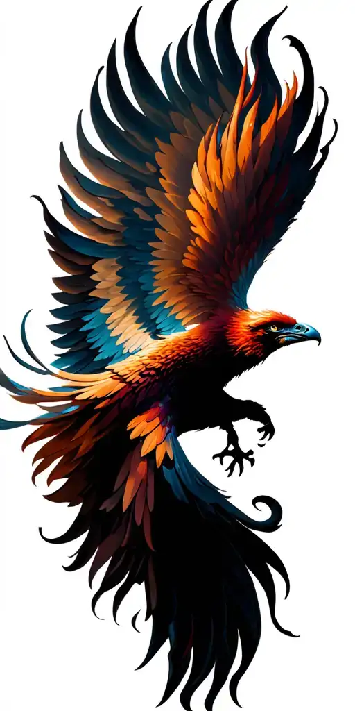 Phoenix Flying With Waves Flowing