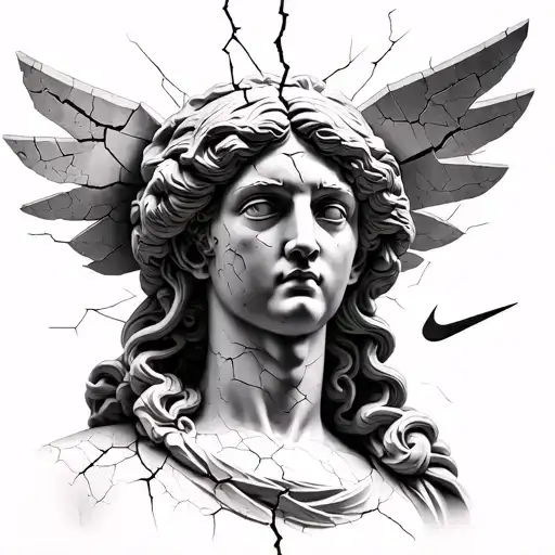 Make The Nike Statue A The Louvre Tattoo With Cracks In The Statue
