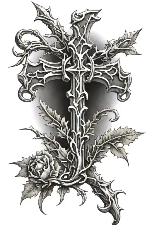 Christian Cross With Thorns