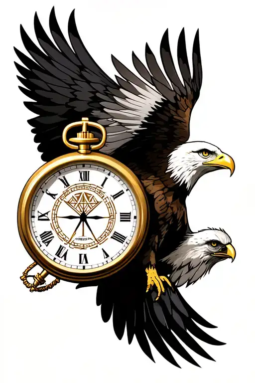 Illuminati Stopwatch And Eagle Flying