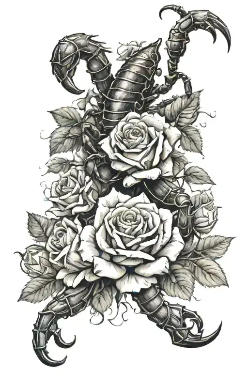 Scorpion And Roses Blooming