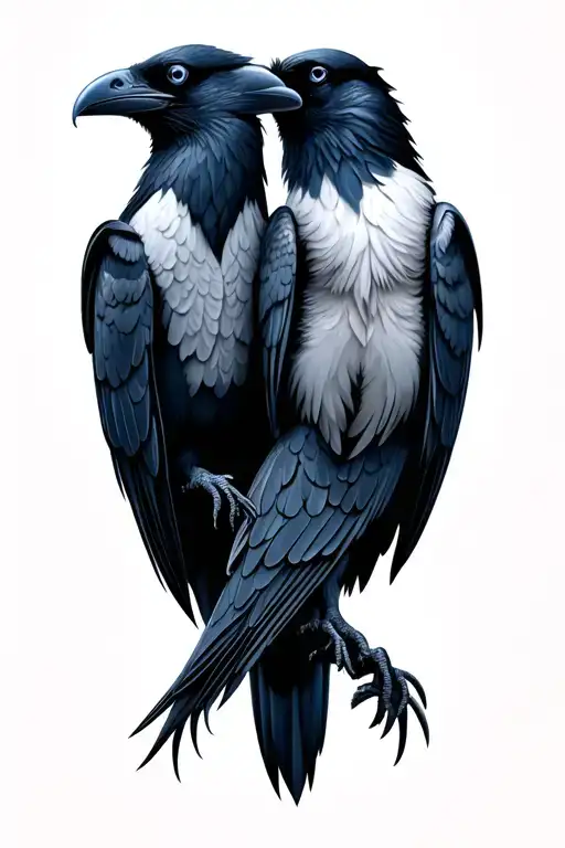 Two Ravens Back To Back