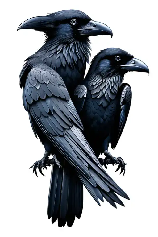 Two Ravens Back To Back