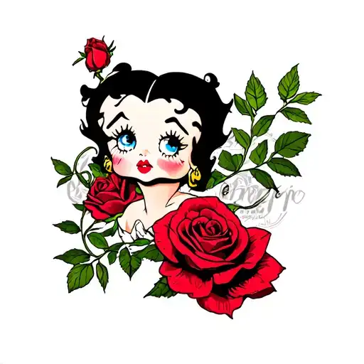 Betty Boop And Roses Surrounded