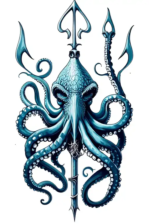Poseidon Trident With Octopus