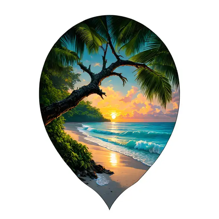 Costa Rica Guanacaste Tree Branch And Sunset Beach