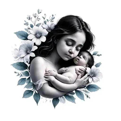 Breastfeeding Her Baby Flowers Blooming